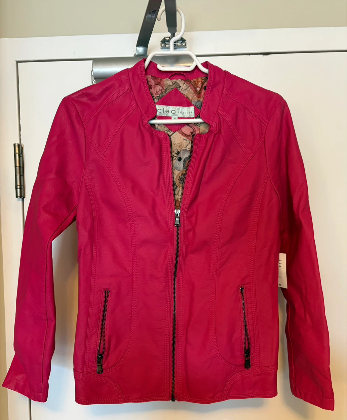 Brand New Cleo Petites Pink Faux Leather Jacket XS