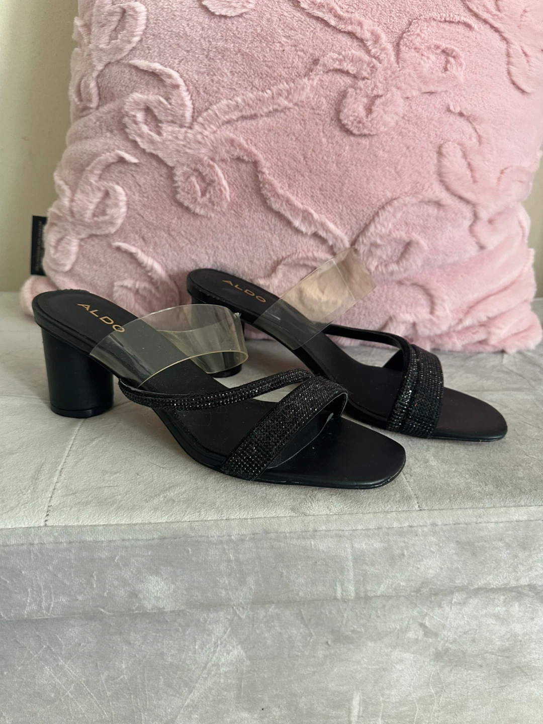 ALDO Women's Black Rhinestone Slide Heels - photo 2