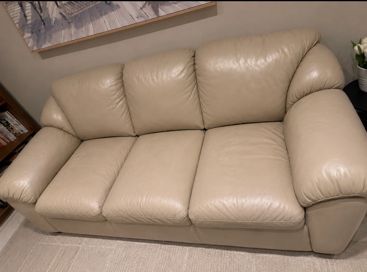 Beige Leather Sofa