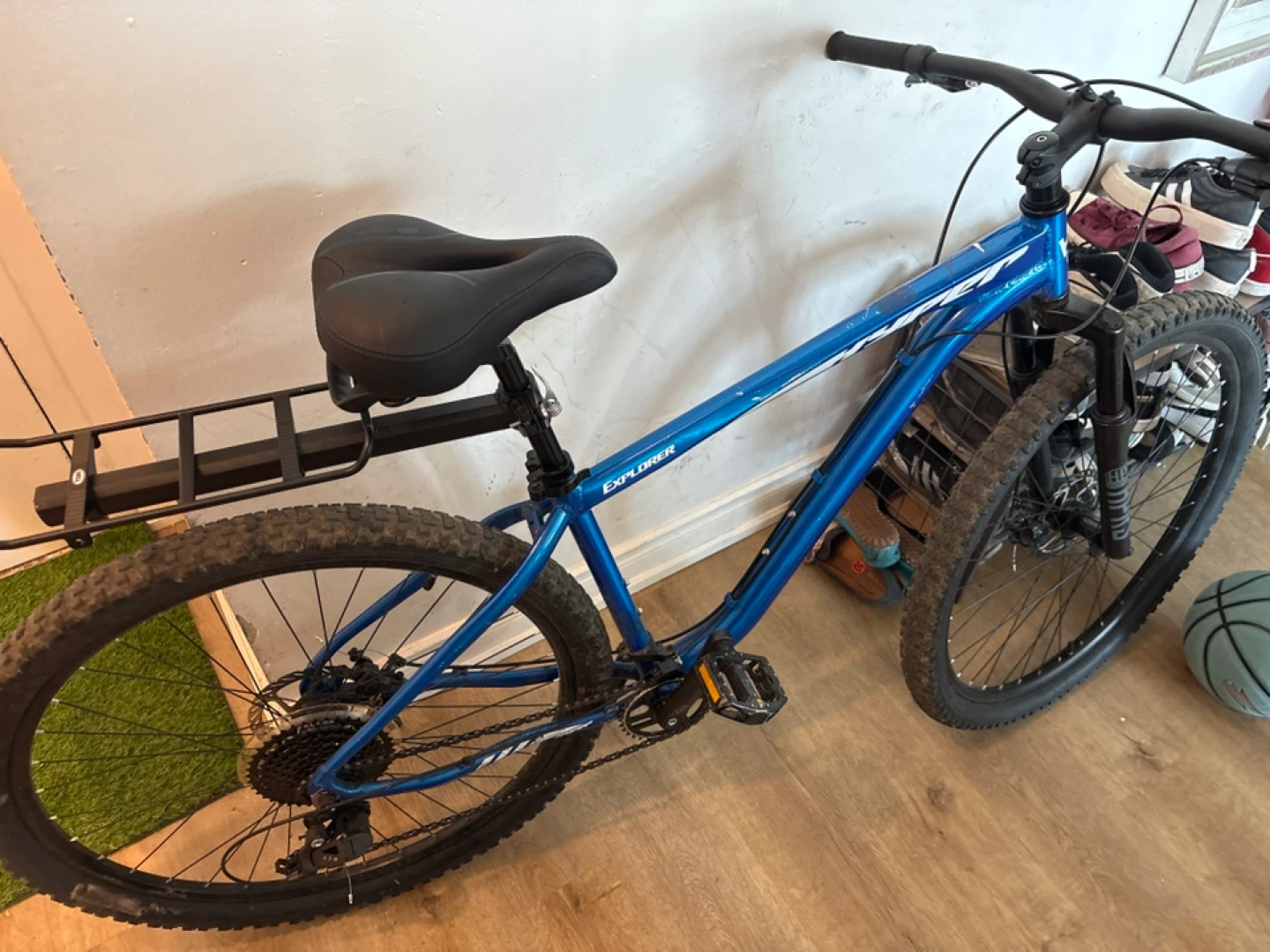 Blue Explorer Mountain Bike with Rack