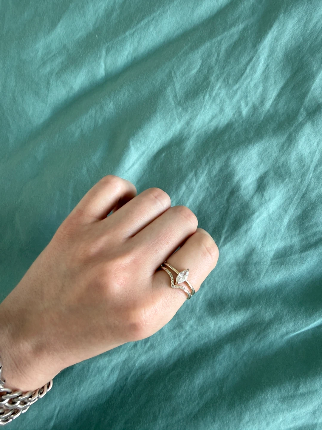 Gold-tone ring with clear stone