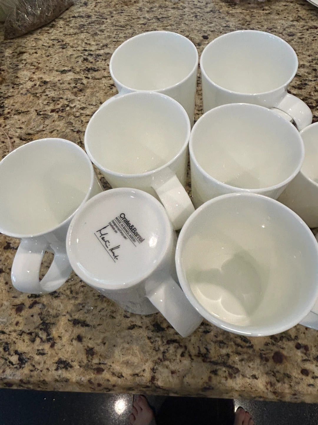 Crate & Barrel White Ceramic Mugs and Plates Set - photo 3