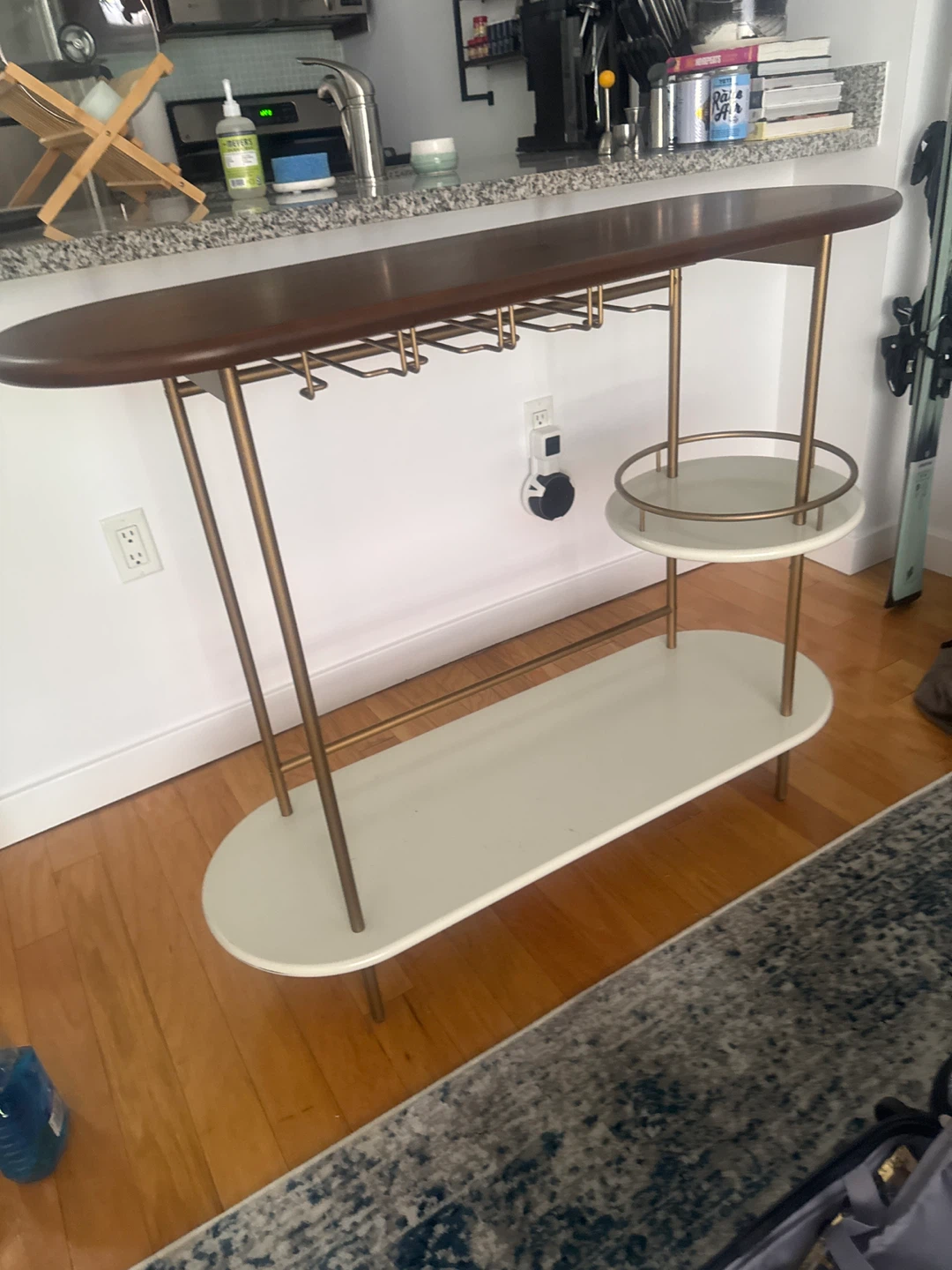 West Elm Bar Cart with Wine Glass Rack