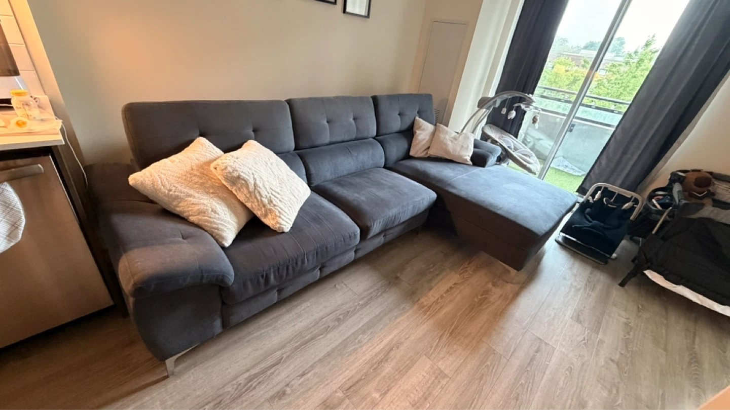 Dark Blue Sectional Sofa with adjustable backrests