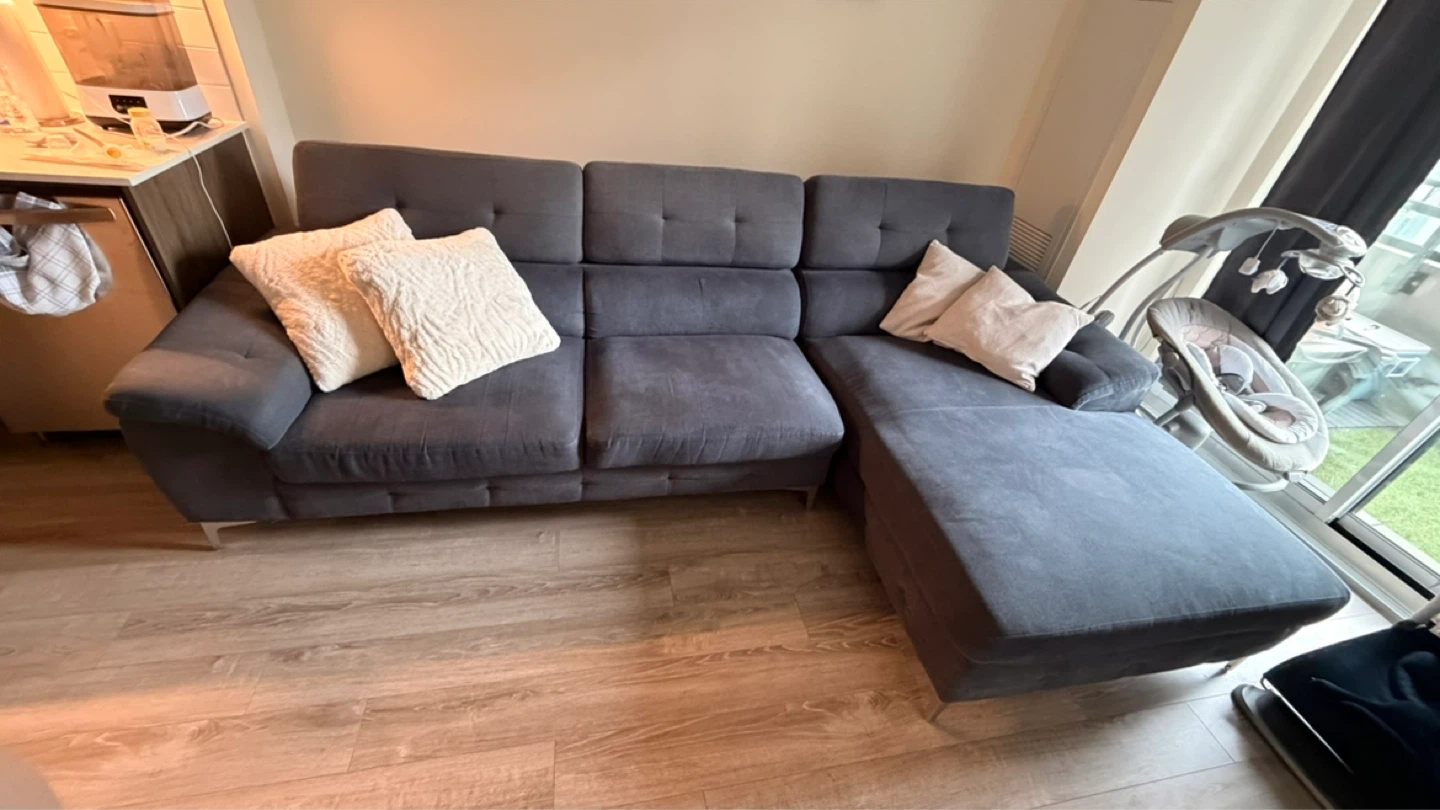Dark Blue Sectional Sofa with adjustable backrests - photo 3