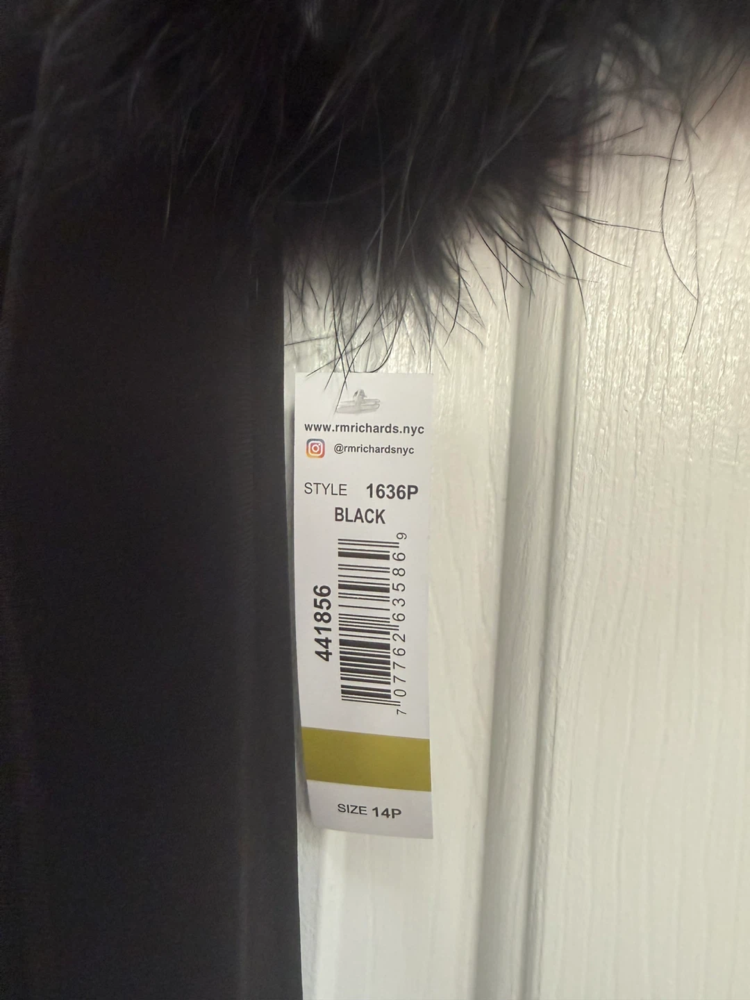 R&M Richards Black Dress with Feather Cuffs Size 14P - photo 5