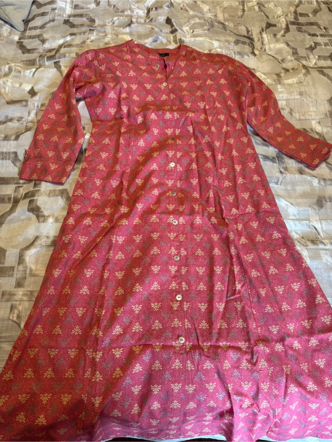 Pink Floral Print Kurta - Size S