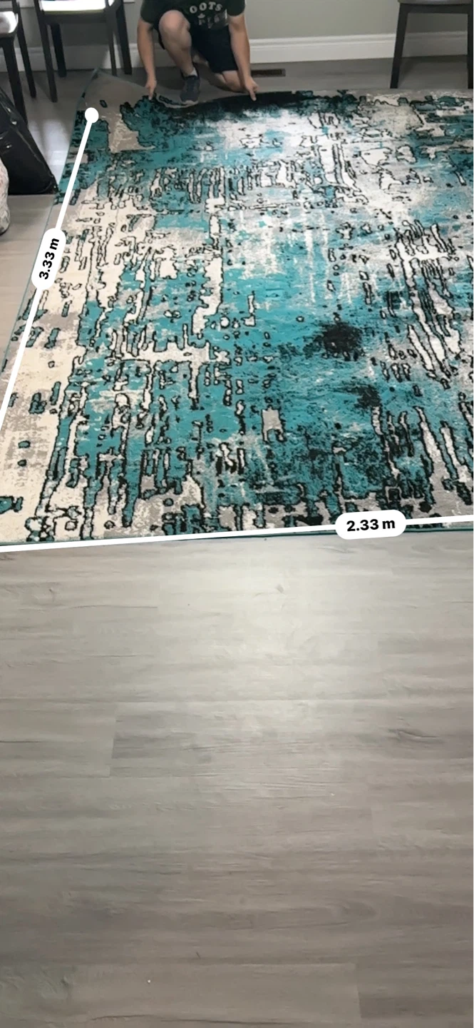 Teal and Grey Abstract Area Rug - photo 3