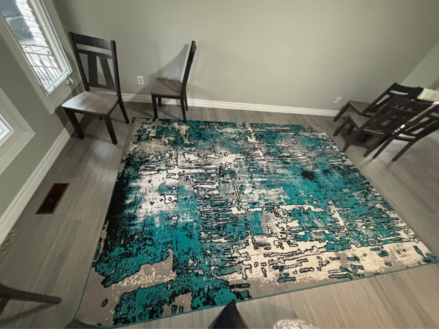 Teal and Grey Abstract Area Rug - photo 2