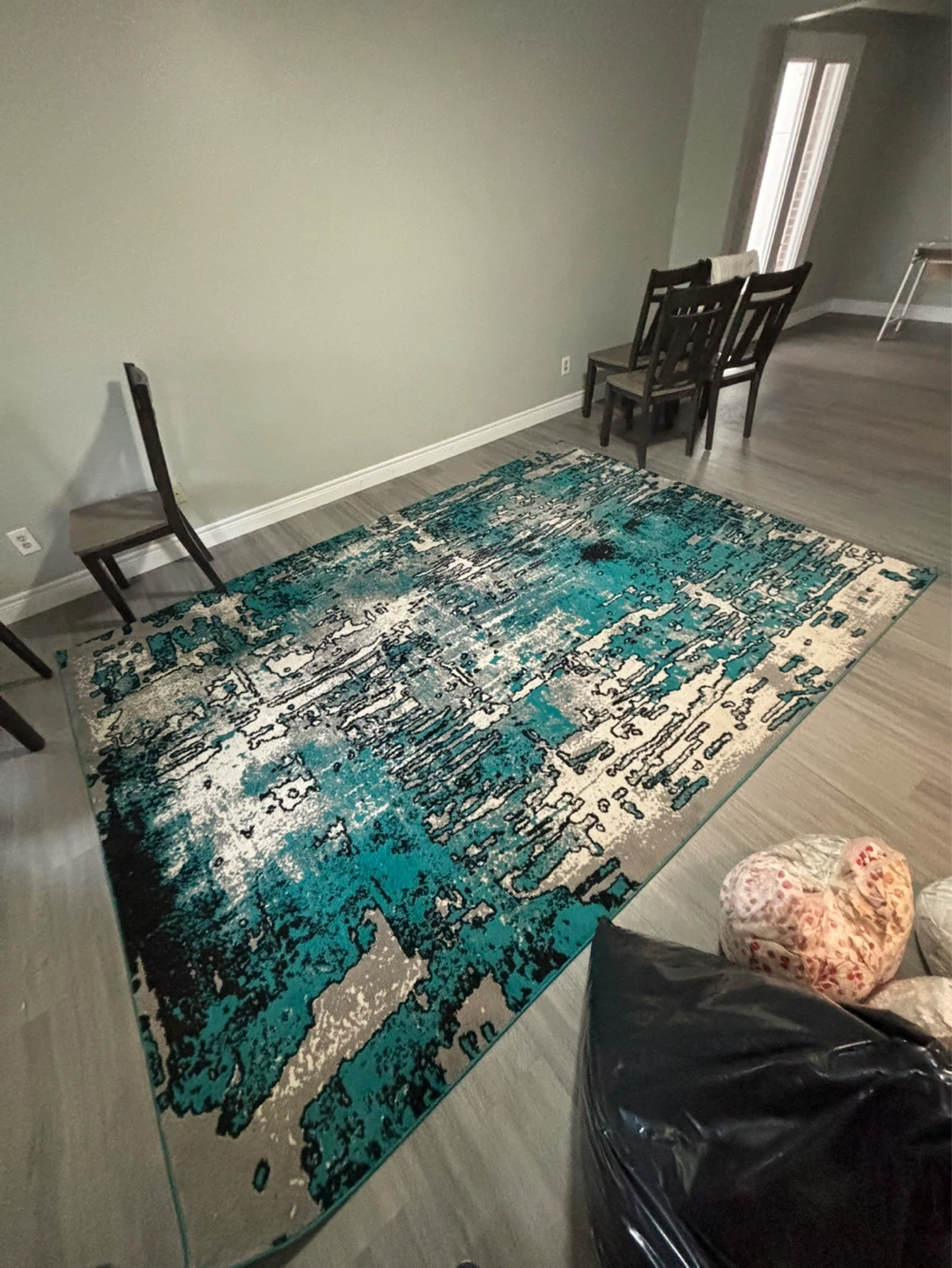 Teal and Grey Abstract Area Rug