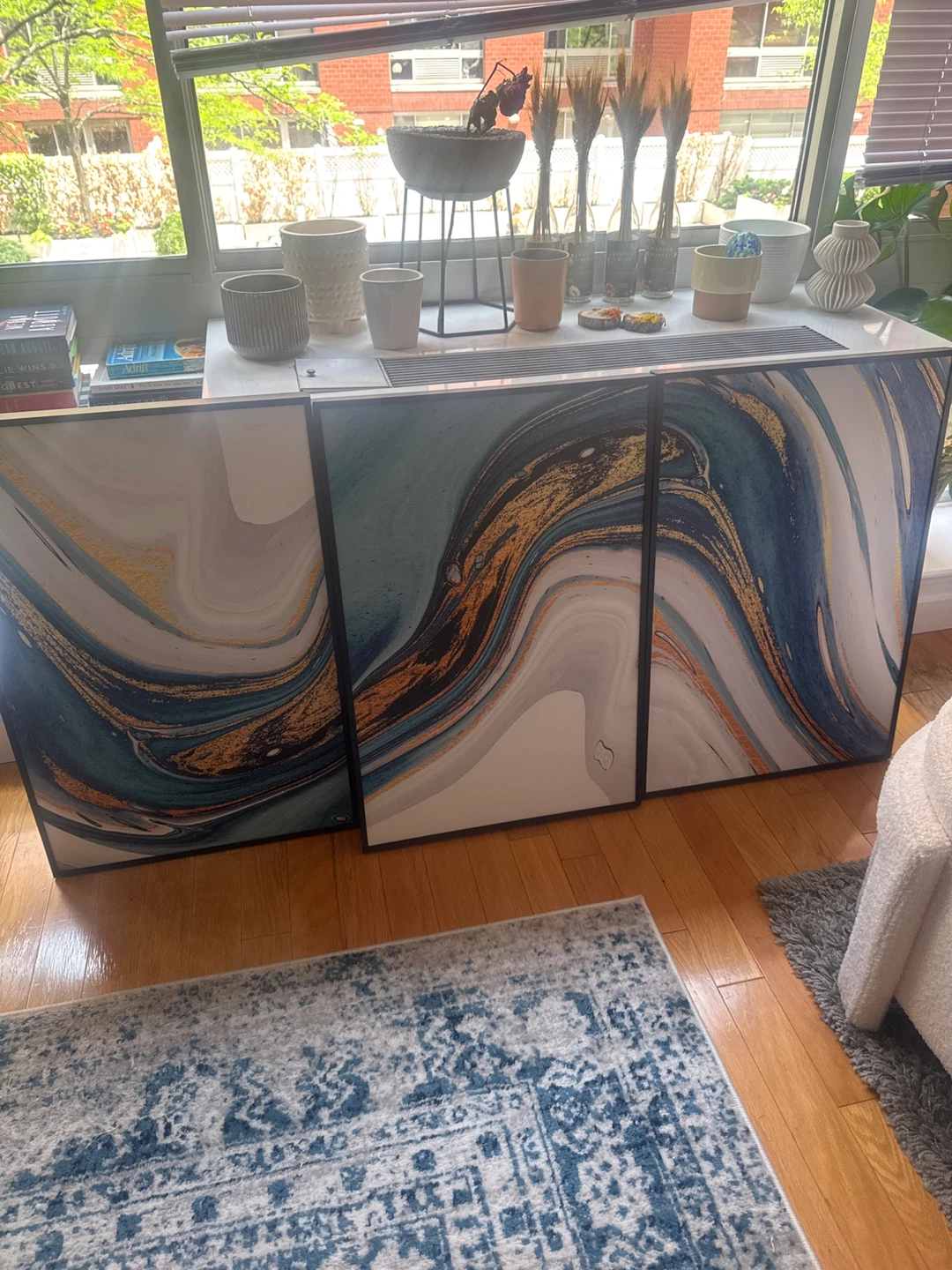 Set of 3 Abstract Swirl Canvas Wall Art Prints