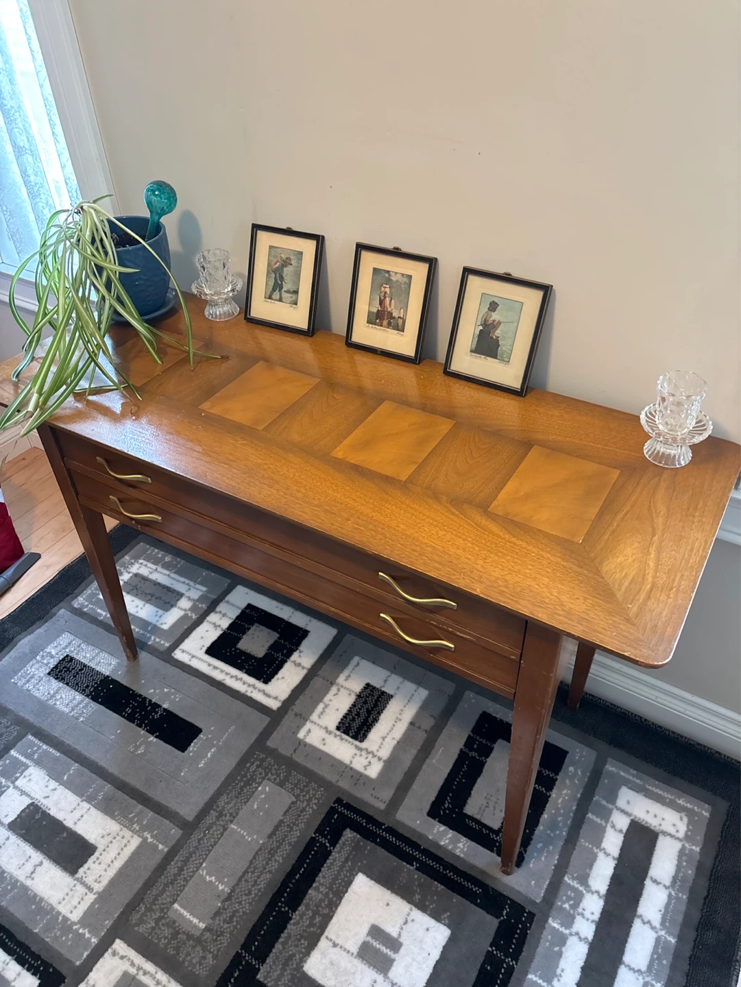 MCM Wooden Console Table with Drawer