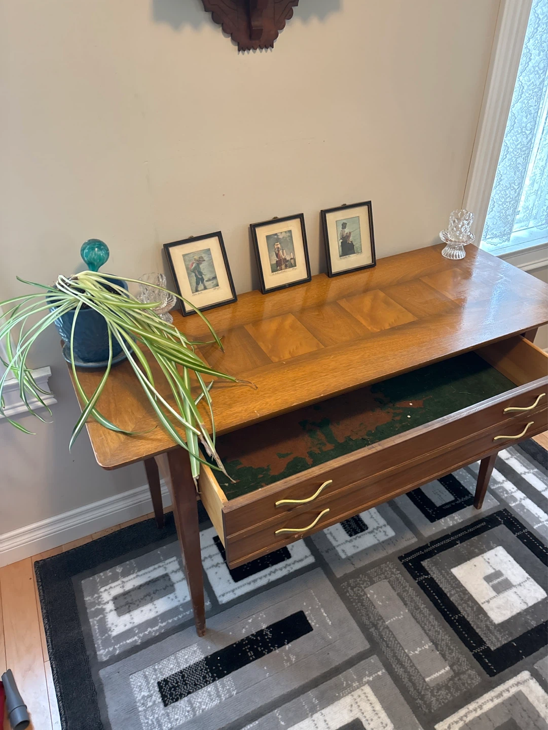 MCM Wooden Console Table with Drawer - photo 2