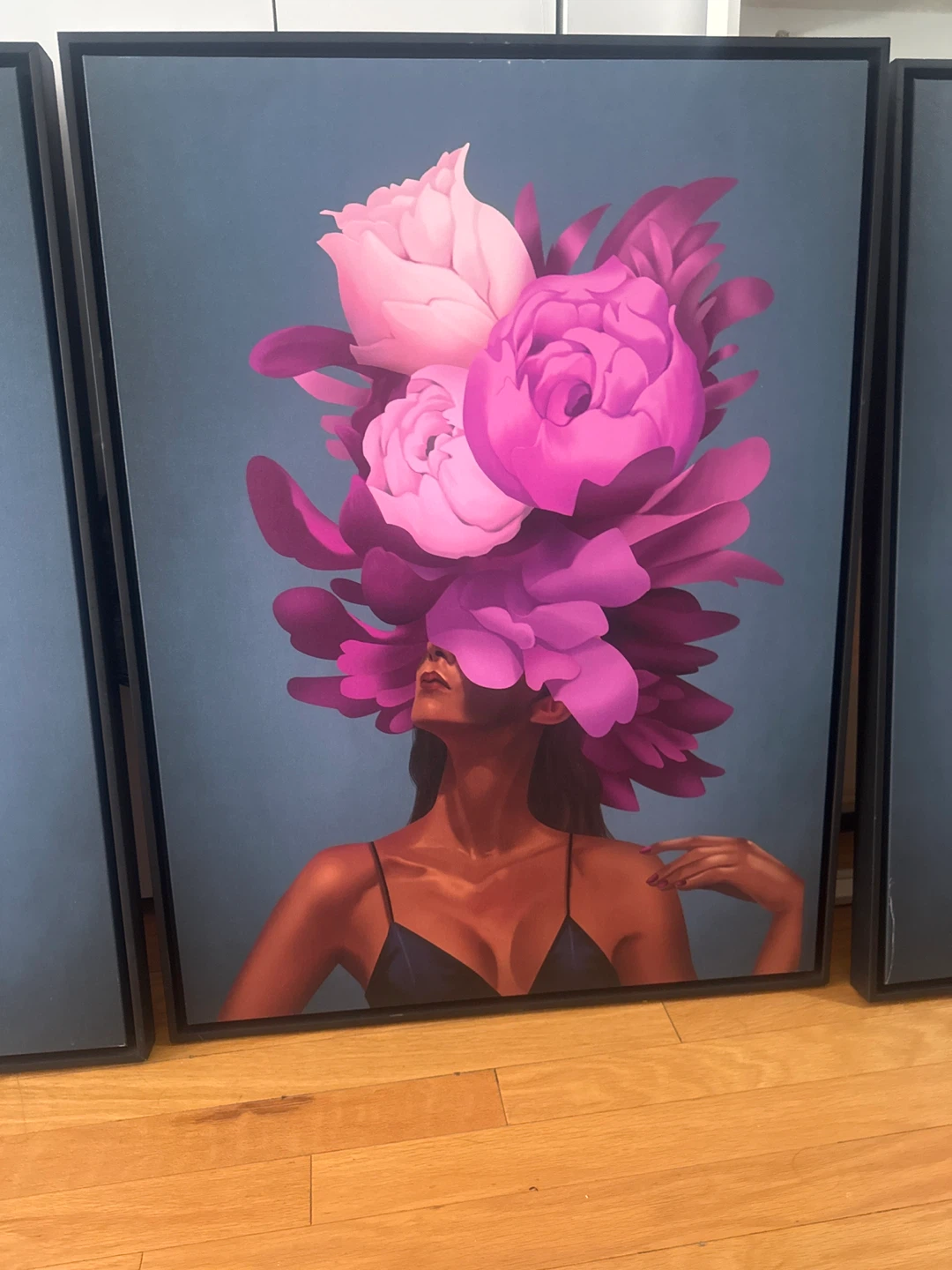 Framed Wall Art - Woman with Pink Flowers