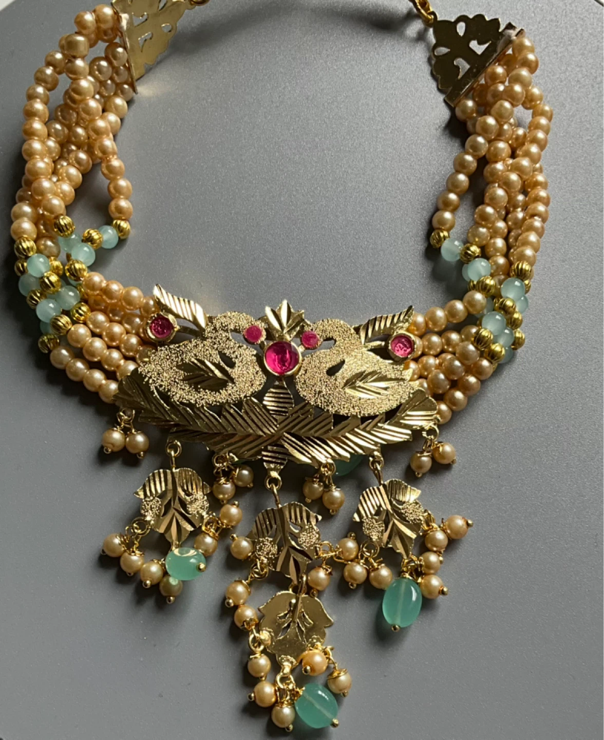 Patra Pearl Choker Set – Earrings & Tikka - photo 2