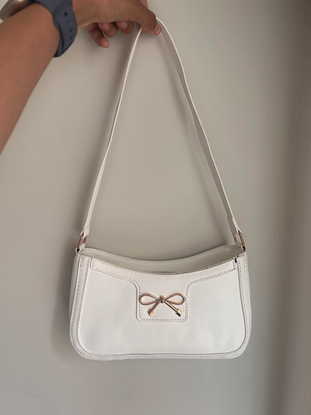 White Shoulder Bag with Bow Detail