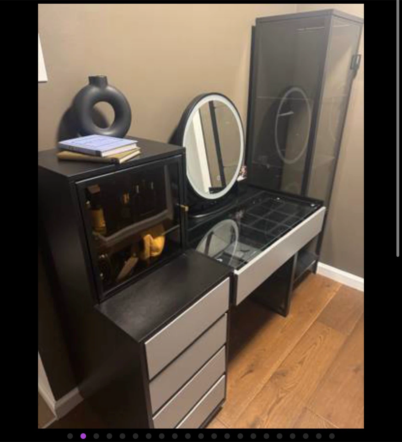 Vanity Desk with Light-Up Mirror and Storage