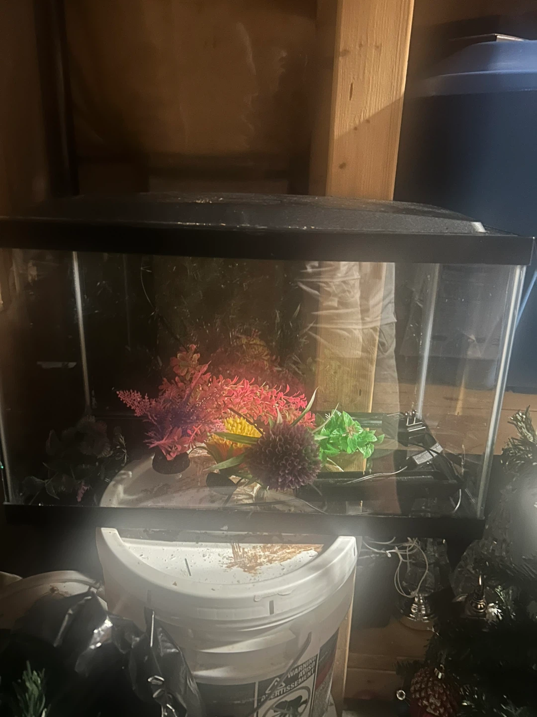 Aquarium with artificial plants