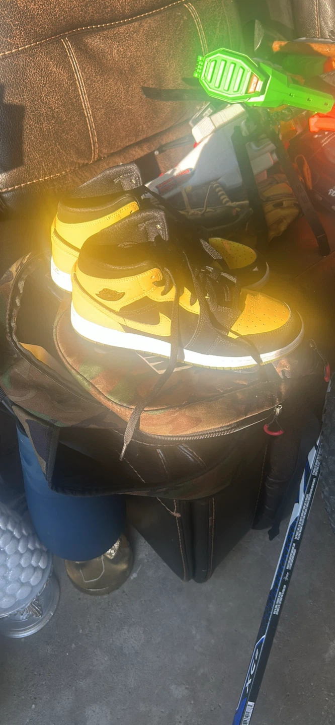 Yellow and Black High-Top Sneakers