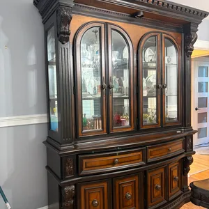 Dark Wood Dining Set with Hutch and Sideboard