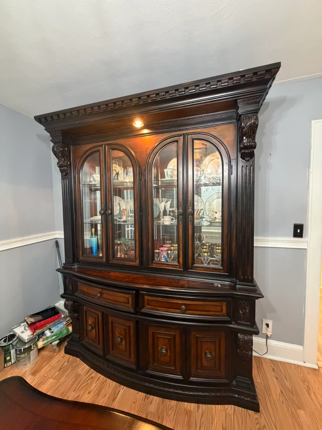 Dark Wood Dining Set with Hutch and Sideboard - photo 5
