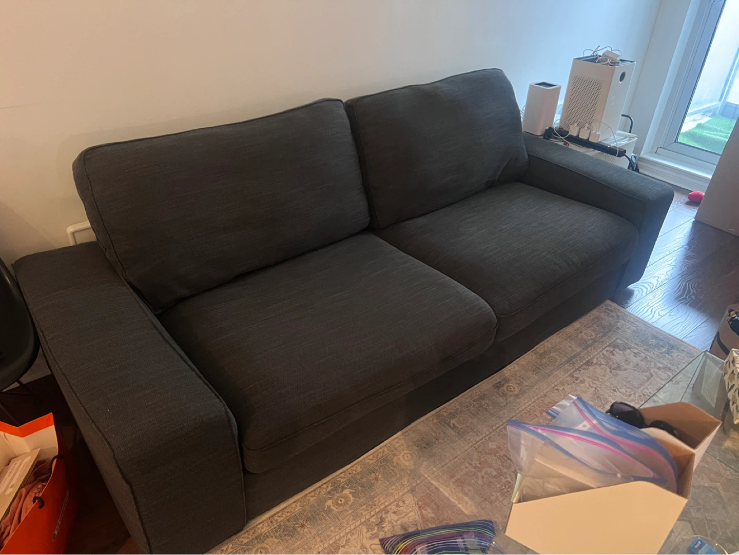 Dark Grey Fabric Sofa - Ikea Kivik