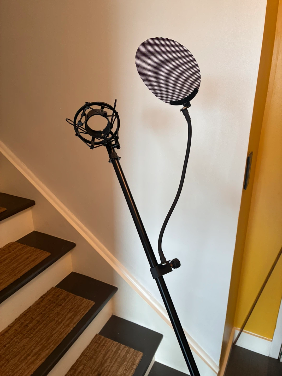 Yorkville mic stand with w mic mount and metal pop filter
