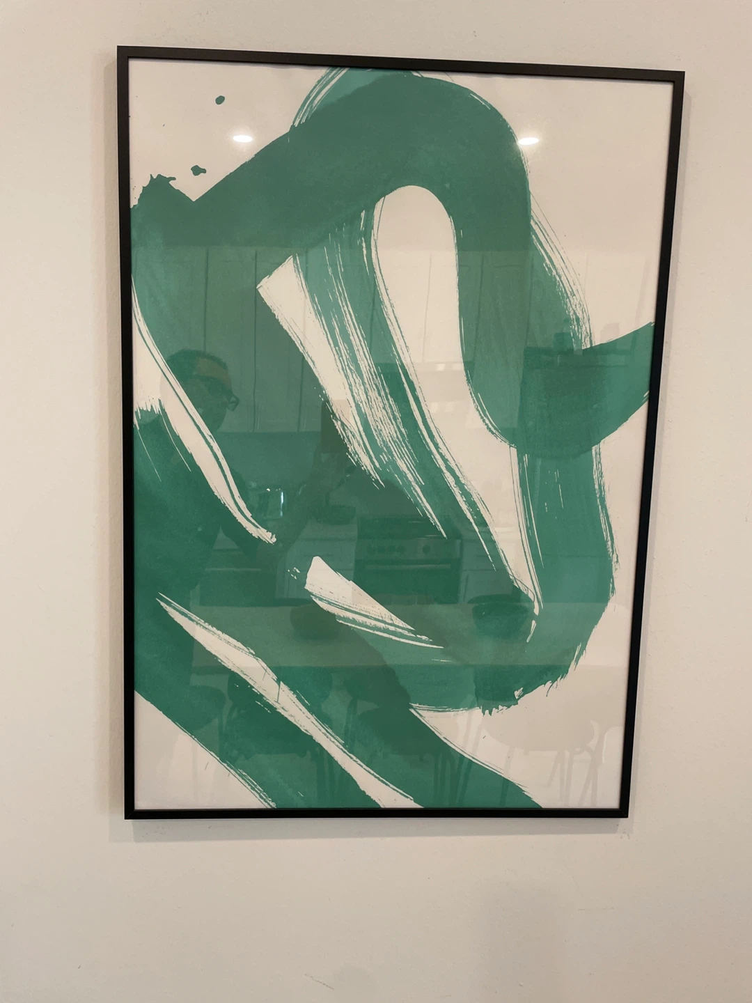 Framed Abstract Art Print - Green Brushstrokes