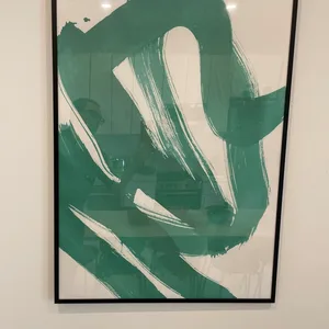 Framed Abstract Art Print - Green Brushstrokes