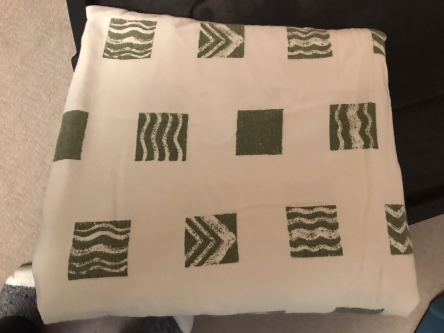 Dbl Flat Flannel sheet - Cream & Green