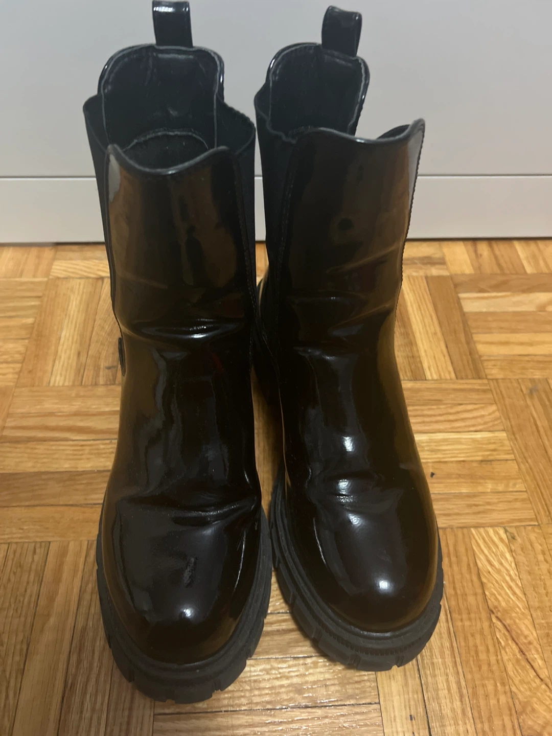 Black Patent Chelsea Boots