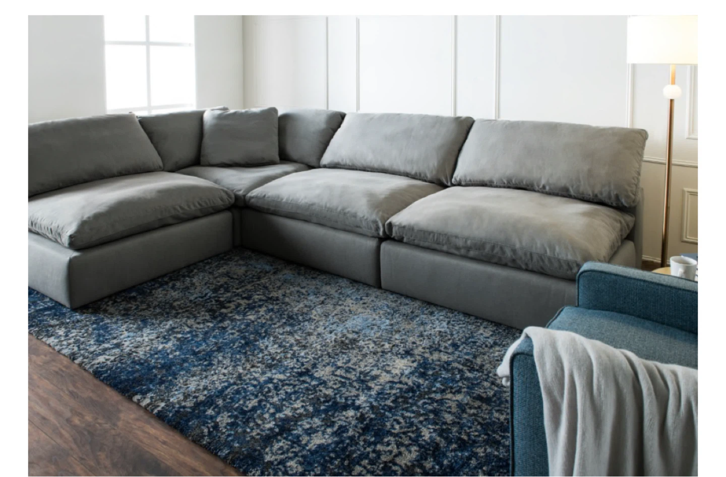 Gray Sectional Sofa with Plush Cushions