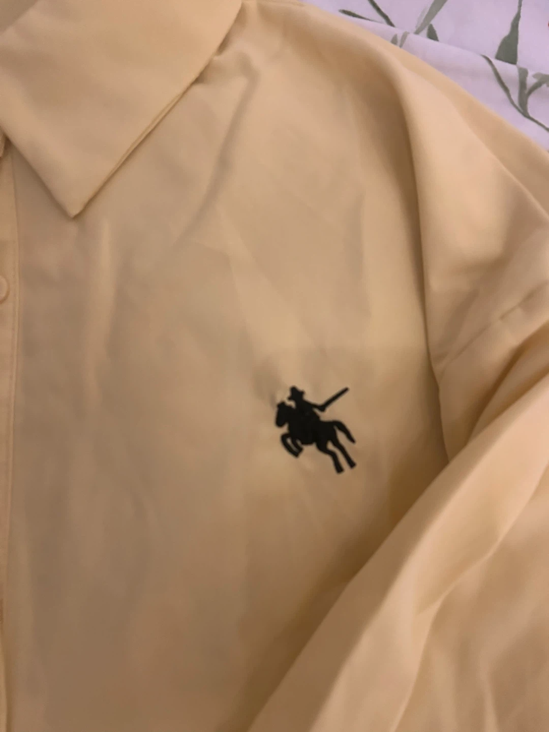 Yellow Button-Up Shirt with Horse Logo - photo 2