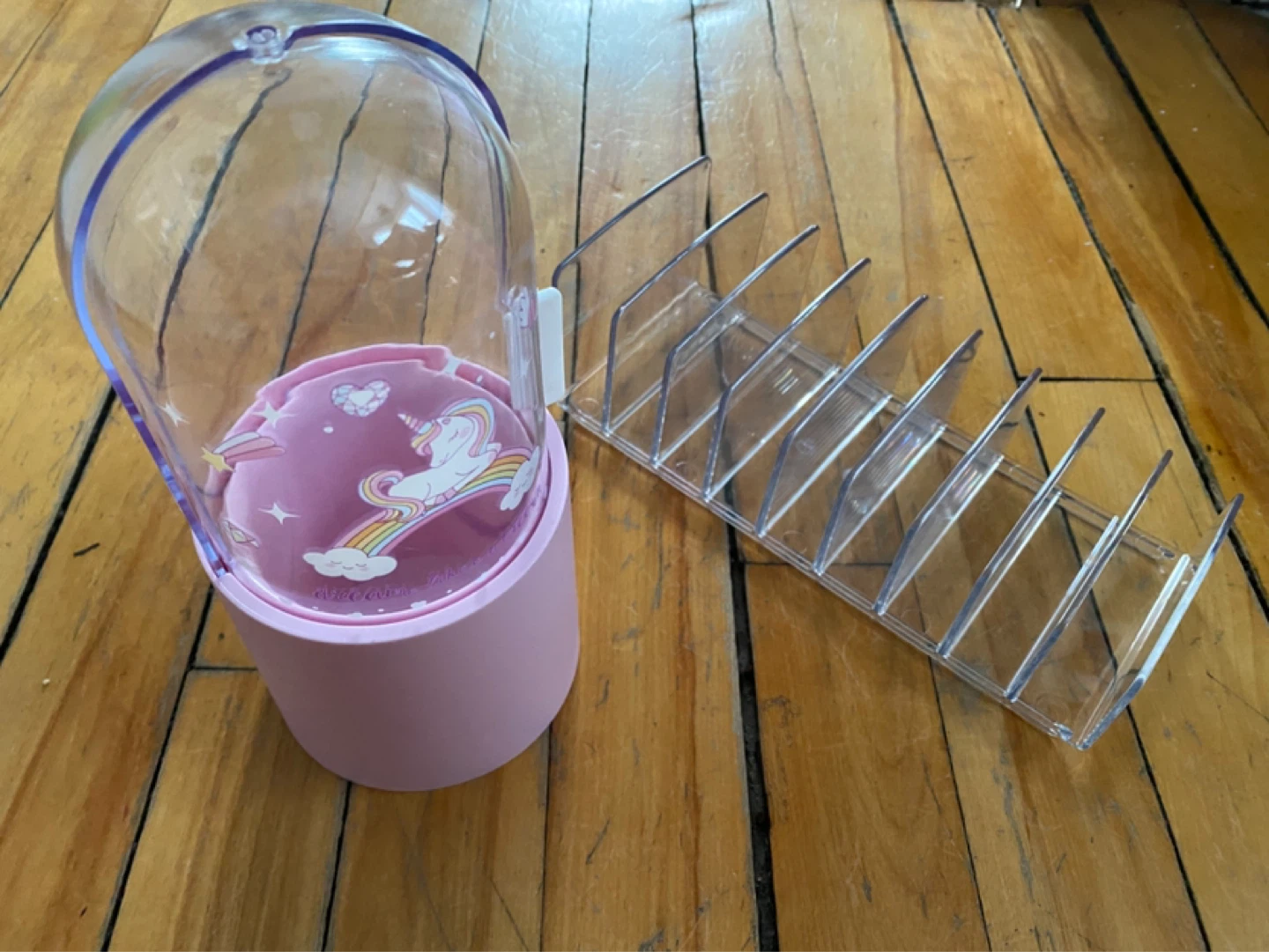 Miniso Unicorn Makeup Brush Holder and iDesign Palette organizer