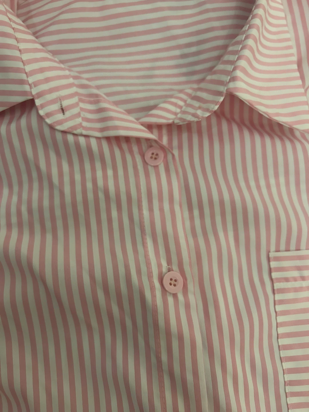 Pink and White Striped Button-Up Shirt - photo 3