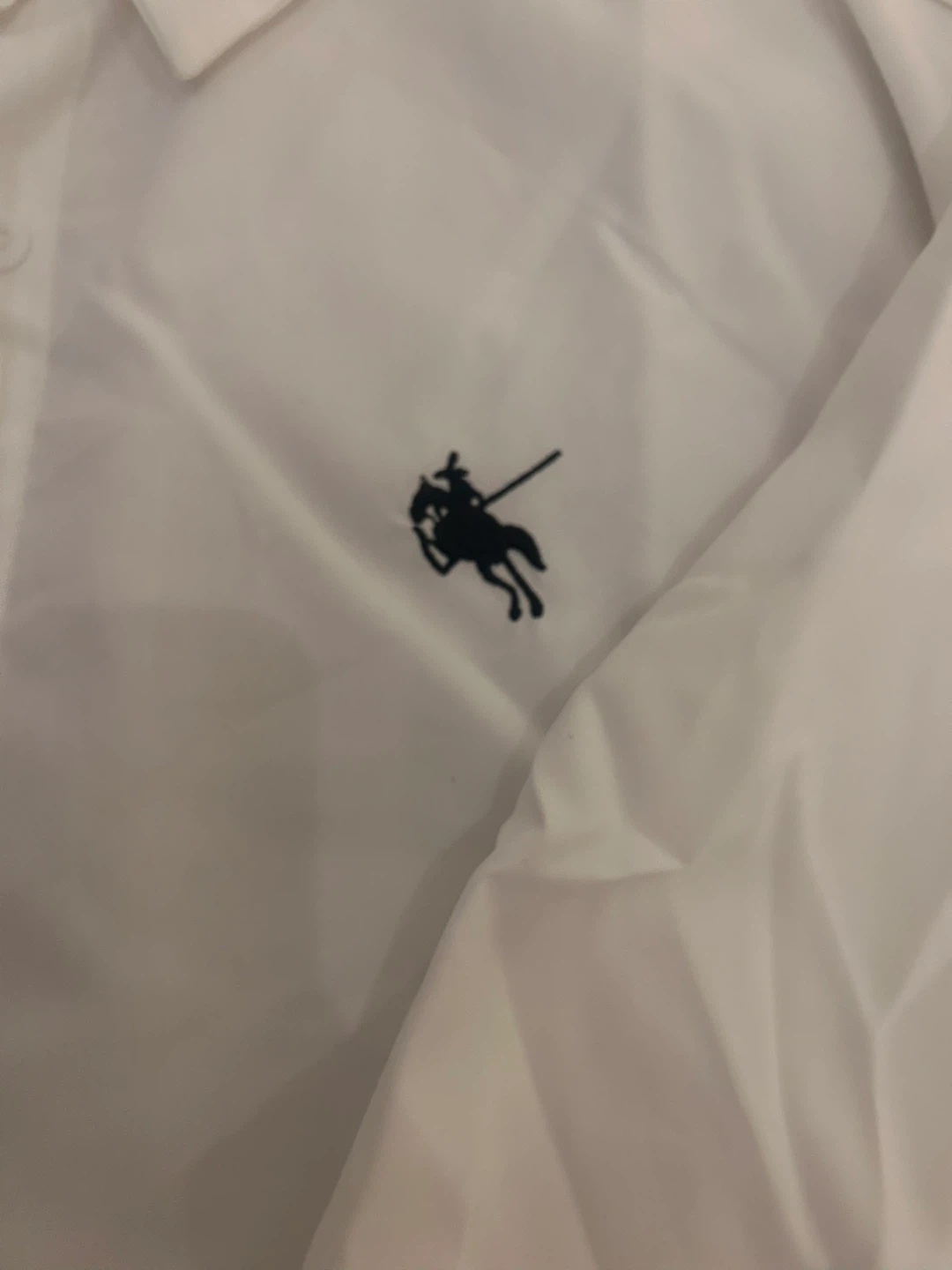 White Button-Up Shirt with Embroidered Horse Logo - photo 2
