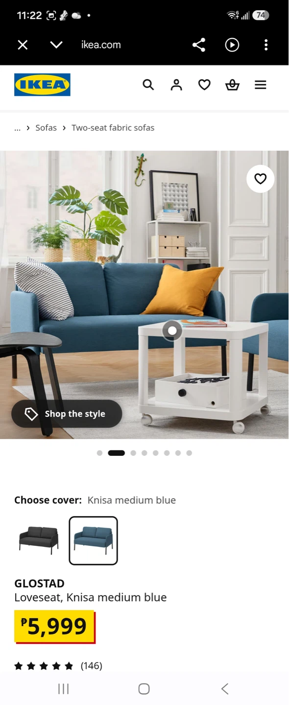 IKEA Blue loveseat couch - photo 2