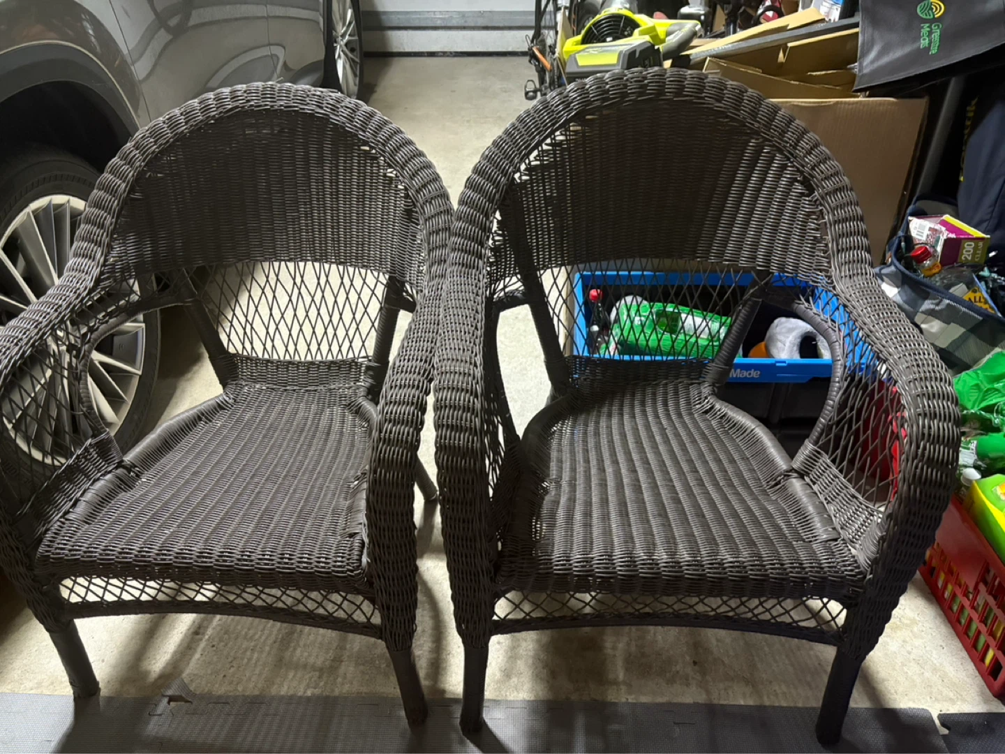 Dark Brown Wicker Armchairs (Set of 2)