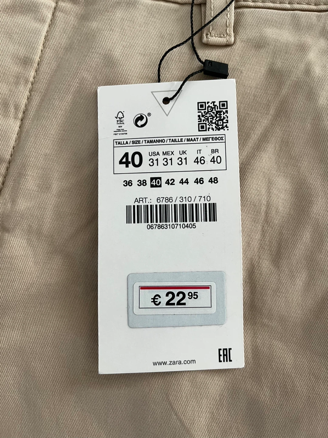 Zara Beige Chinos Size 40 - photo 2