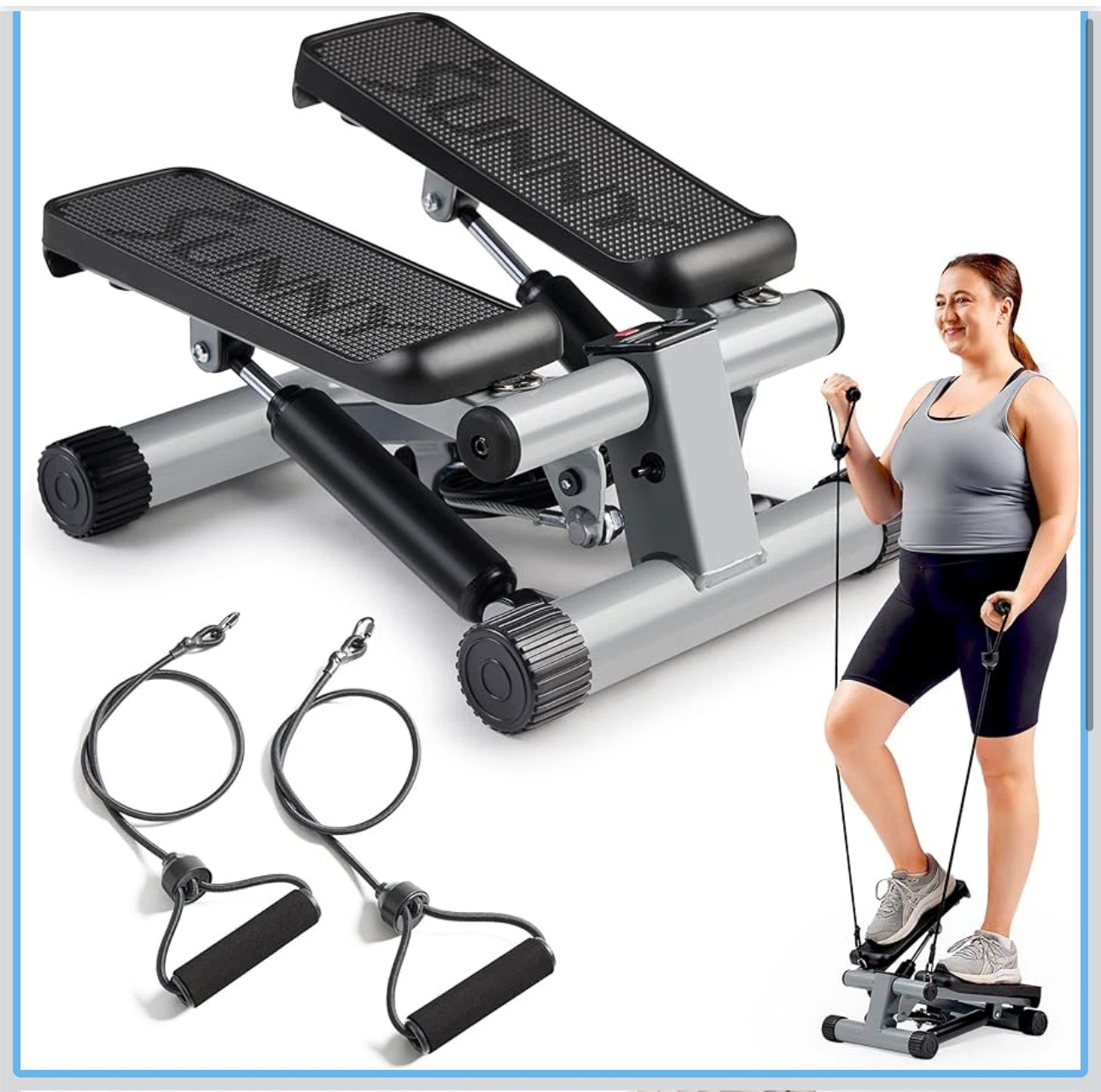 Sunny Health & Fitness Mini Stepper with Resistance Bands