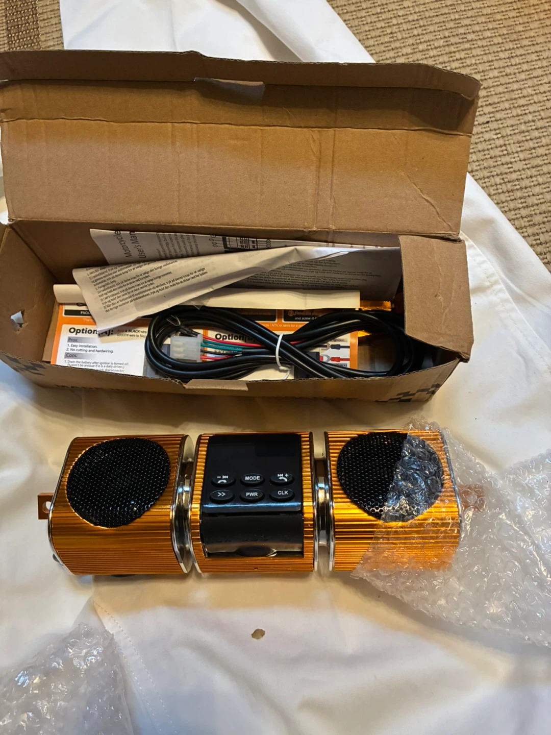 Orange Motorcycle Speaker System with Bluetooth