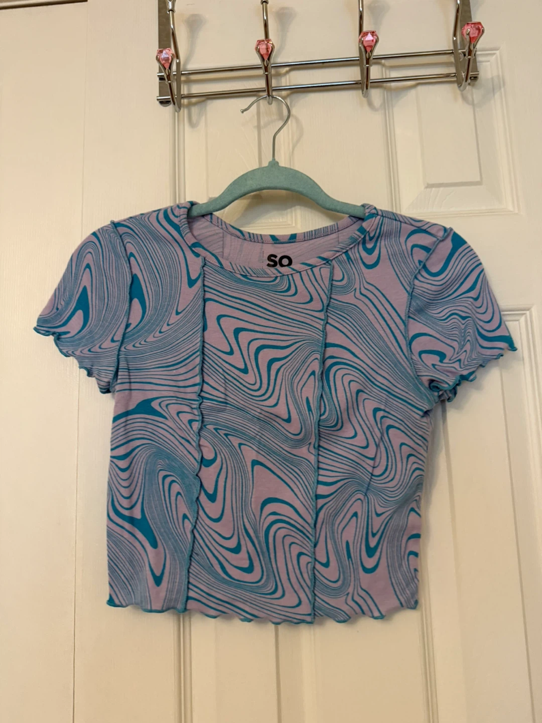 SO Blue and Purple Swirl Crop Top