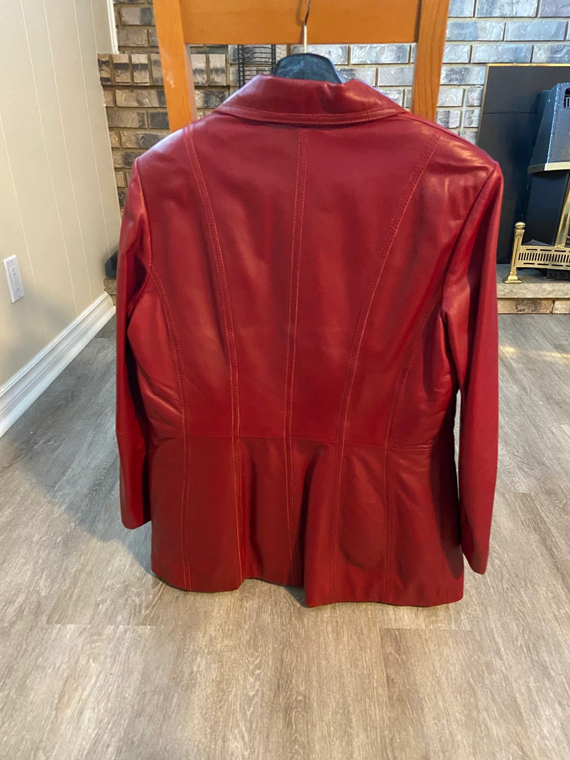 DANIERN Ladies Red Leather Blazer Jacket M/M - photo 2