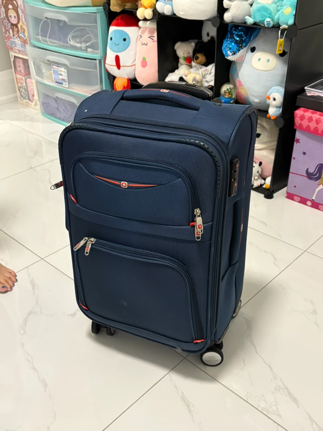 Navy Blue Carry-On Suitcase