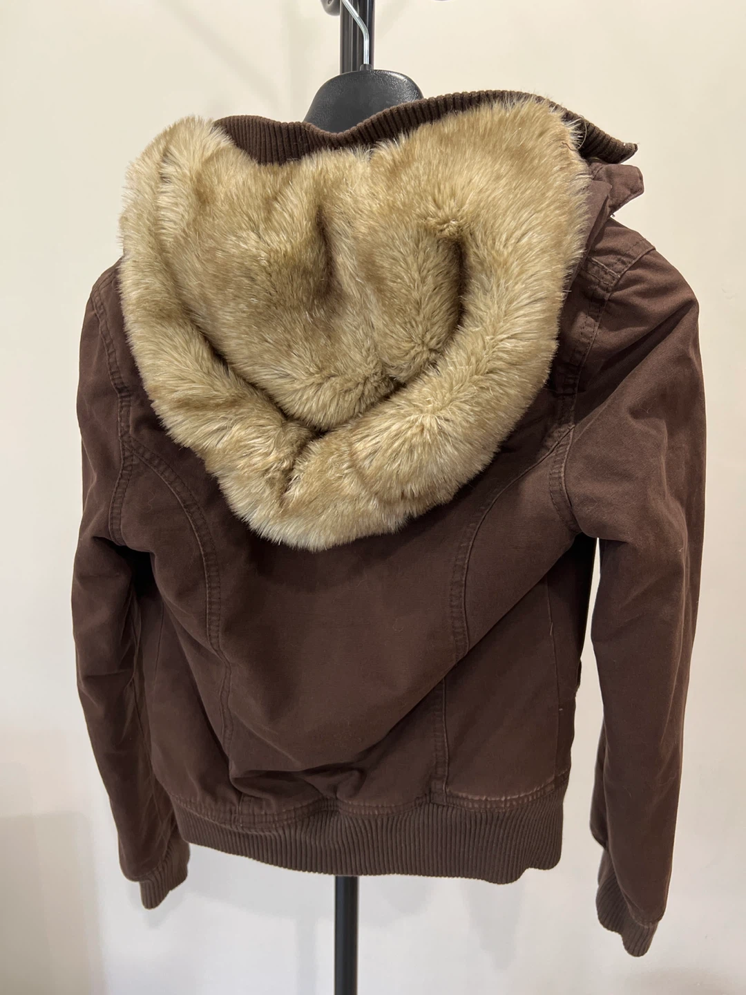 TNA Brown Faux Fur Lined Bomber Jacket - photo 3