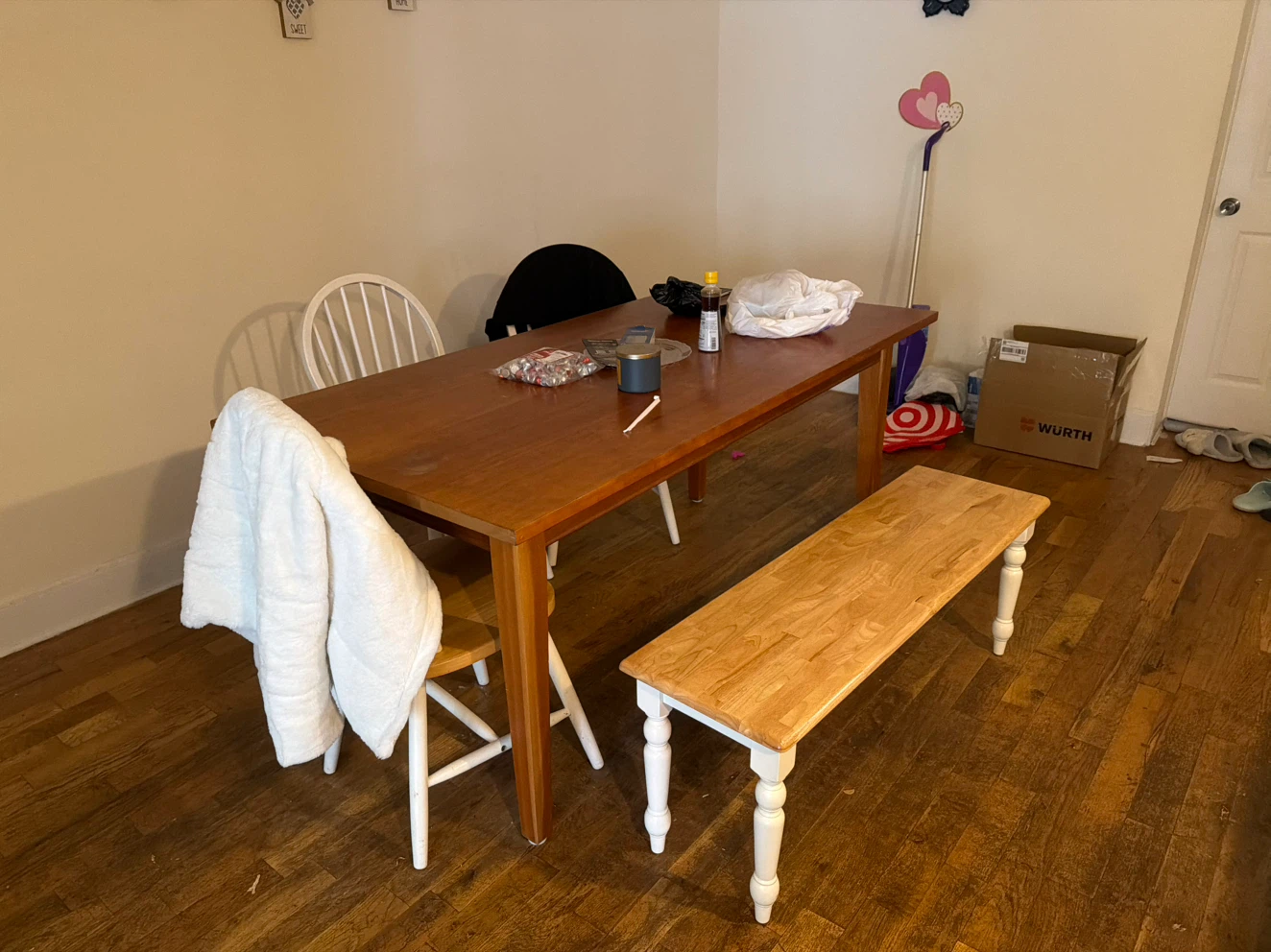 Wooden Dining Table and Bench Set - photo 2
