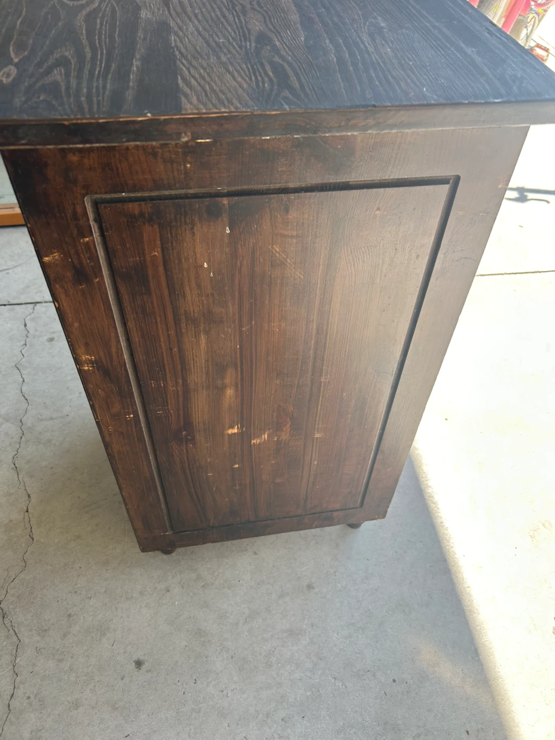 Dark Wood Nightstand with Drawer and Cabinet - photo 2