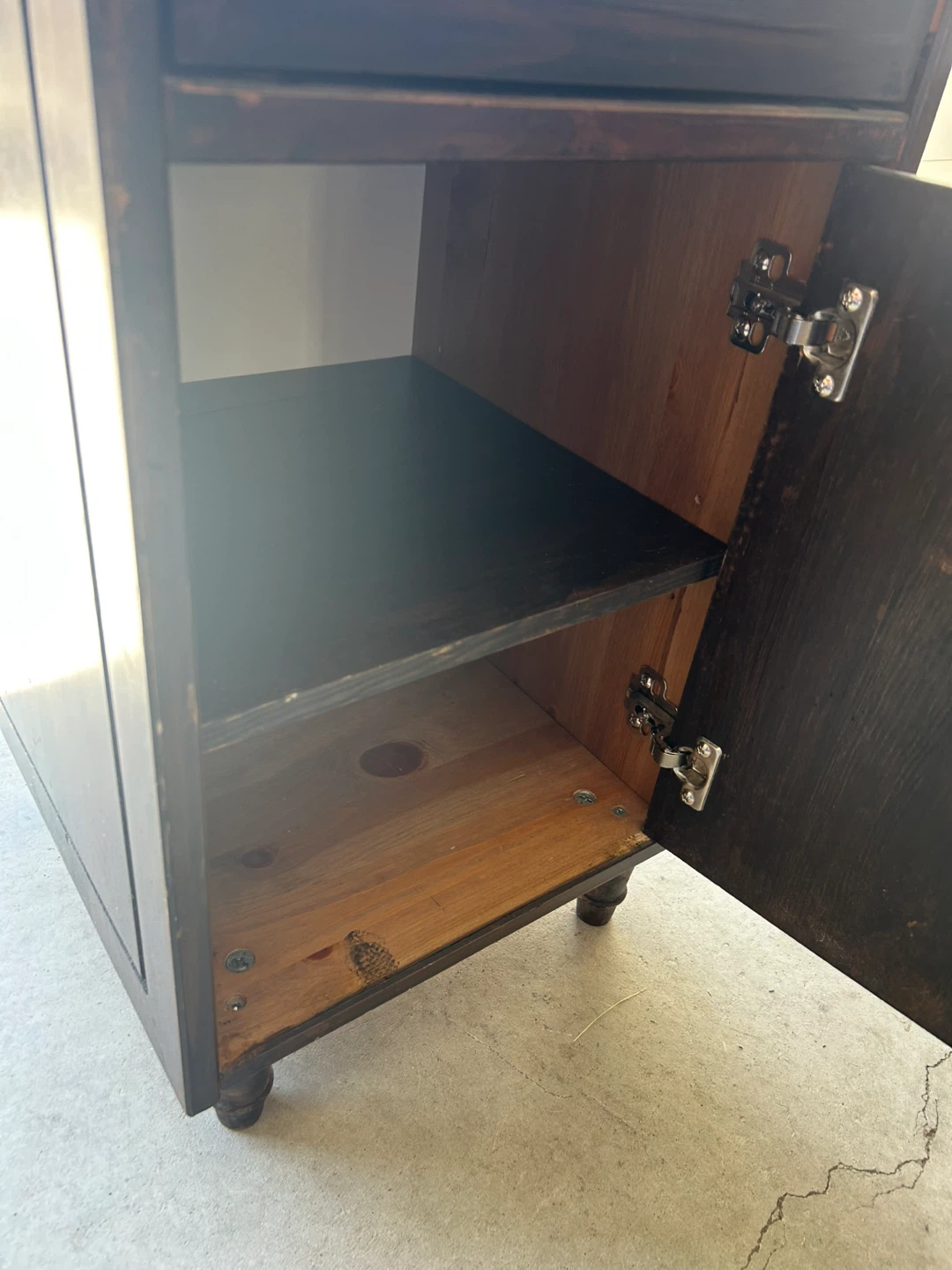 Dark Wood Nightstand with Drawer and Cabinet - photo 4