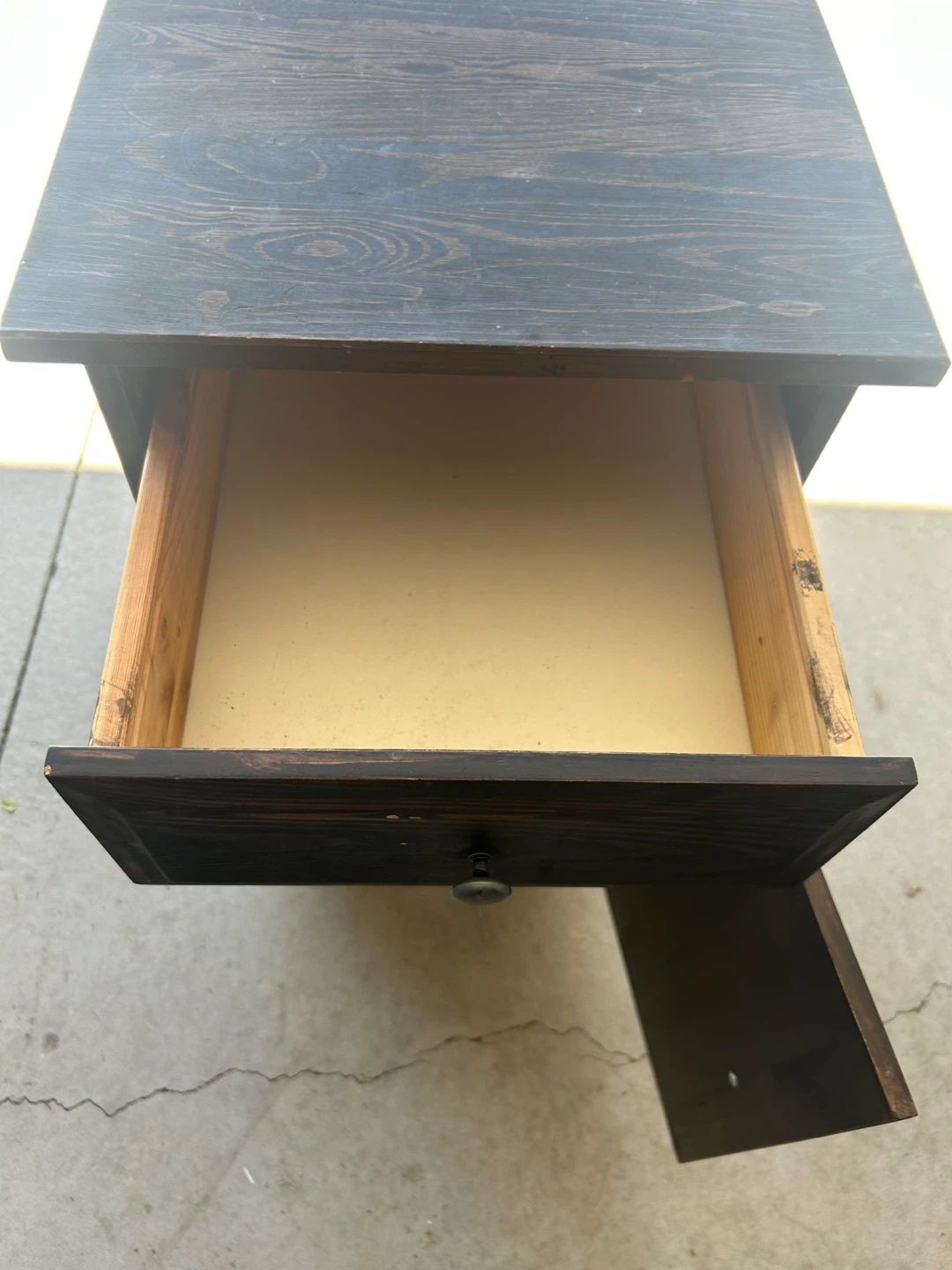 Dark Wood Nightstand with Drawer and Cabinet - photo 5
