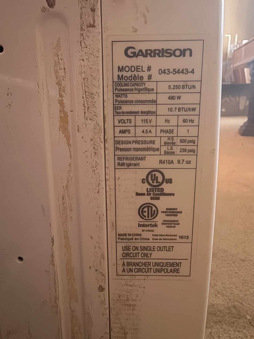 Garrison Window Air Conditioner 5,250 BTU/h - photo 4